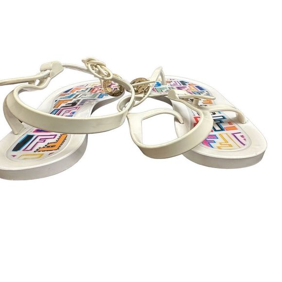 Fendi White Jelly Logo Charm Sunny Flat Sandals  Made in Italy Size 41 - Picture 4 of 6